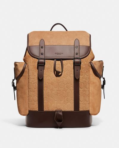 COACH Hitch Backpack In Signature Suede - Multicolour