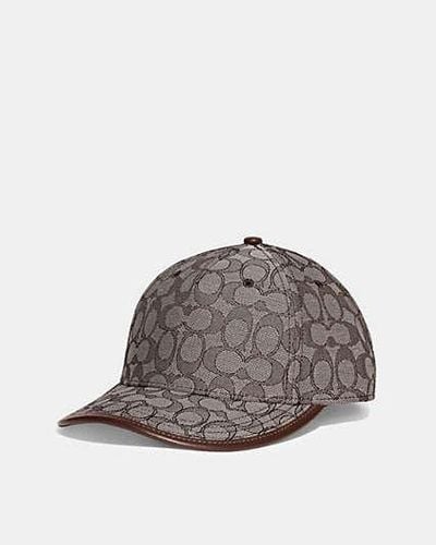 COACH Signature Jacquard Baseball Hat - Grey