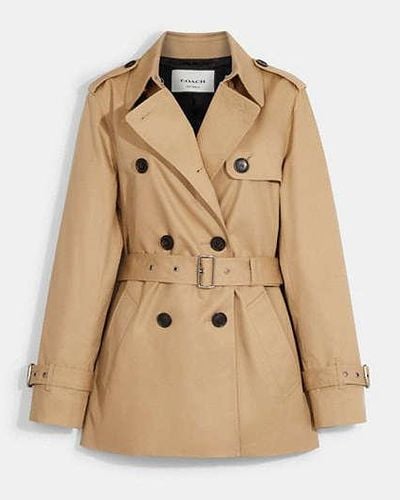 COACH Solid Short Trench Coat - Natural