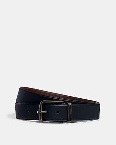 COACH Harness Buckle Cut To Size Reversible Belt, Size 42 | Leather - Blue
