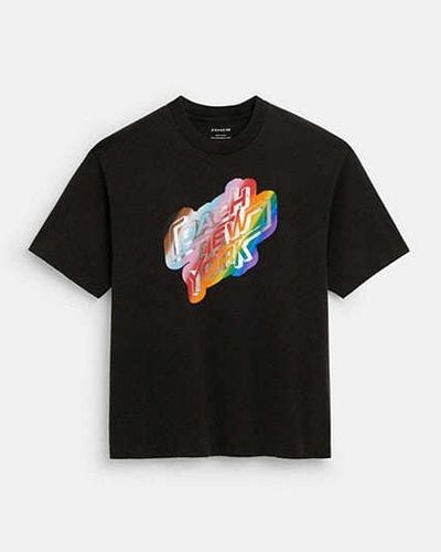 COACH Rainbow New York T-Shirt aus Biobaumwolle - Schwarz