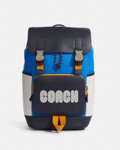 COACH Track Backpack In Colorblock With - Blue