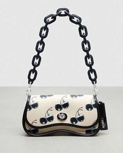 COACH Wavy Dinky Bag In Topia Leather With Cherry Print - Black