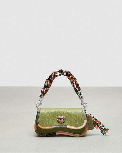 COACH Mini Wavy Dinky Bag With Colorful Binding In Upcrafted Leather - Green