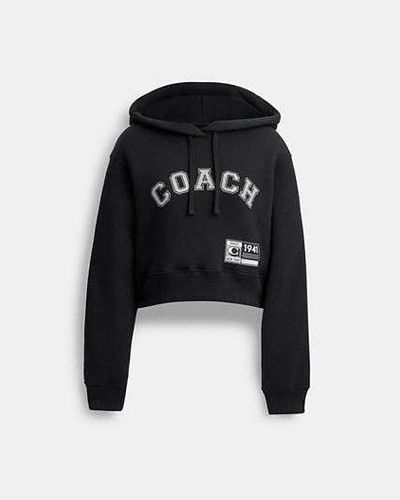 COACH Felpa corta Varsity con cappuccio impreziosita - Nero