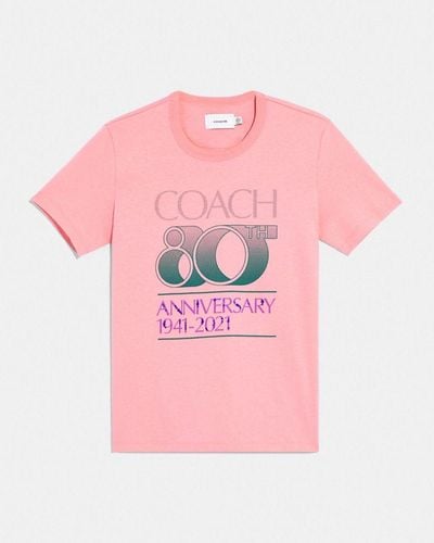 COACH T-Shirt zum 80-jährigen Jubiläum aus Biobaumwolle - Pink