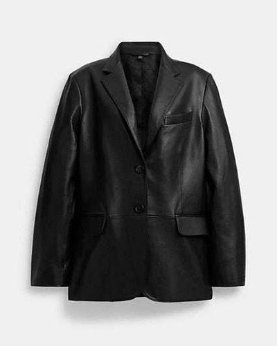 COACH Leather Blazer - Black