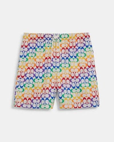 COACH Rainbow Signature Swim Trunks, Sizex-small - White