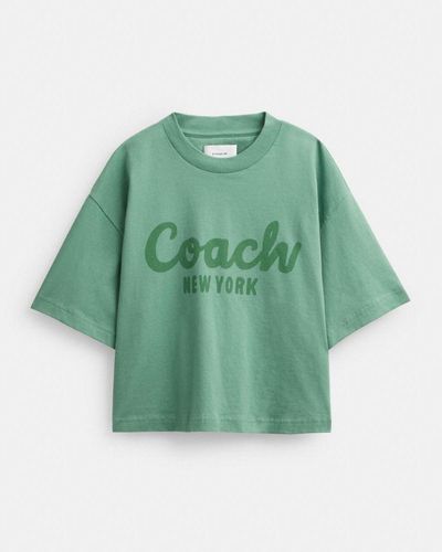 COACH T-shirt court signature Cursive - Vert