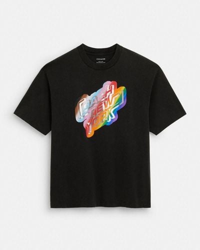 COACH T-shirt New York arc-en-ciel en coton biologique - Noir