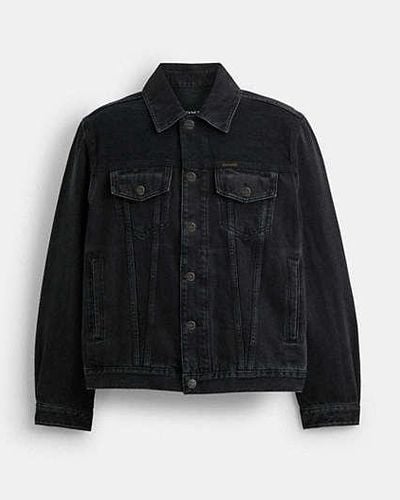 COACH Chaqueta de tela vaquera negra de algodón orgánico - Negro