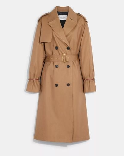 COACH Relaxed Double Breasted Trench - Brown