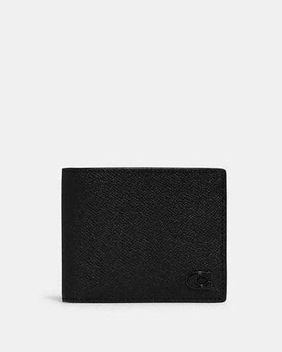 COACH 3 In 1 Wallet With Signature Canvas Interior - Black