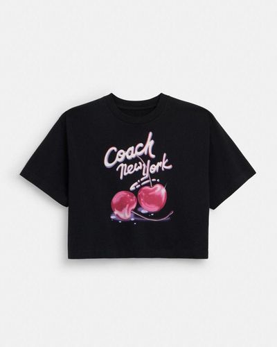 COACH T-shirt court avec imprimé cerise à la bombe - Noir