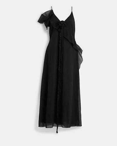 COACH Ruffle Tulle Dress - Black