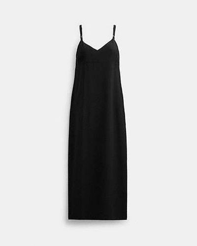 COACH Heritage C Silk Midi Dress - Black