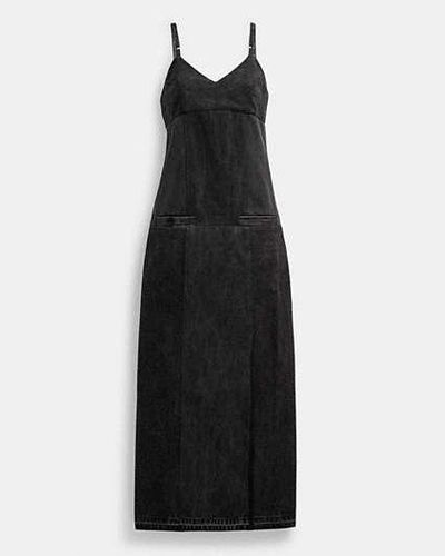 COACH Heritage C Long Denim Dress - Black, Size Small | 65% Polyester, 35% Cotton Lining