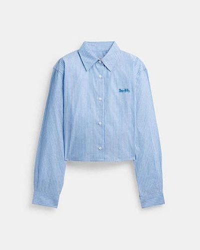 COACH Camicia con bottoni corta a righe - Blu