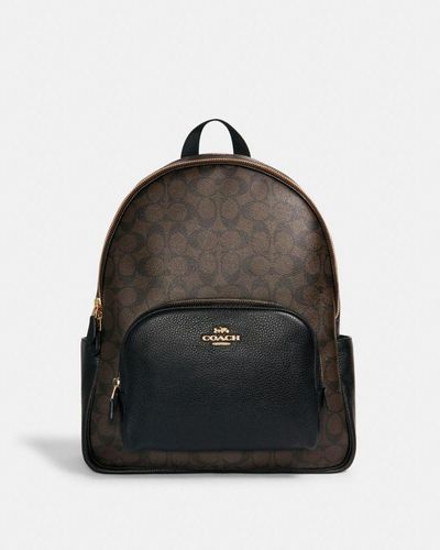 COACH Large Court Backpack In Signature Canvas - Black