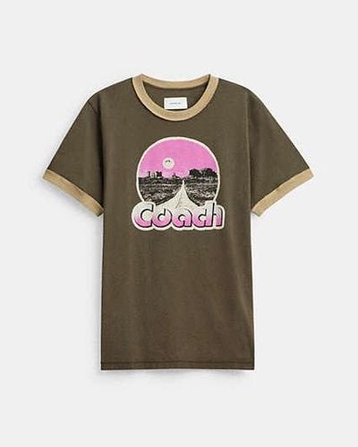 COACH Roadside Ringer-T-Shirt - Schwarz