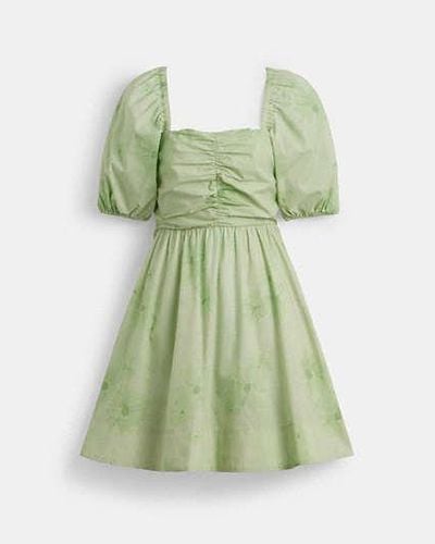 COACH Puff Sleeve Mini Dress - Green