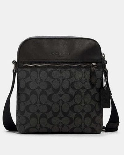 COACH Bolso de vuelo Houston en lona de firma - Negro