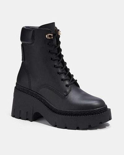 COACH Ainsely Leather Ankle Boots - Schwarz