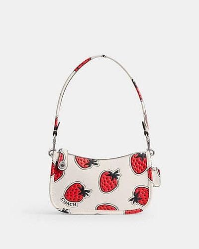 COACH Swinger Bag 20 With Strawberry Print - Black