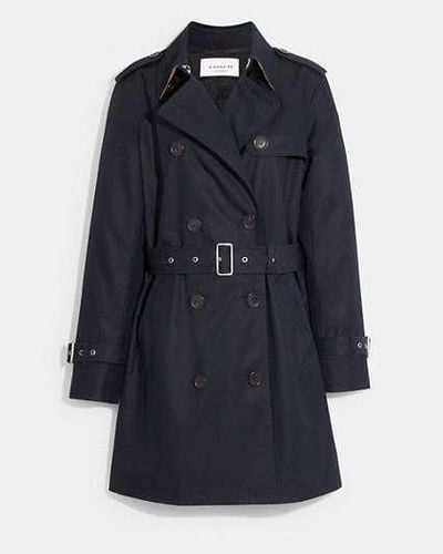 COACH Solid Mid Trench Coat - Black