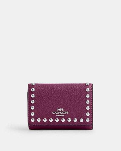 COACH Micro Wallet With Rivets - Purple