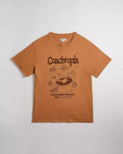 COACH Relaxed T Shirt In 97% Recycled Cotton: Flower Pot - Brown