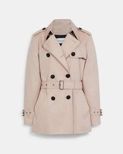 COACH Solid Short Trench Coat - Black