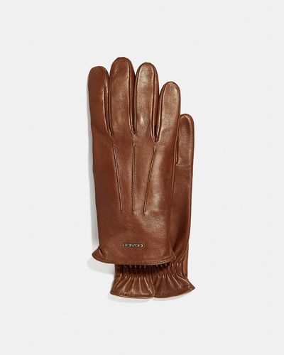 COACH Tech Napa Gloves - Brown