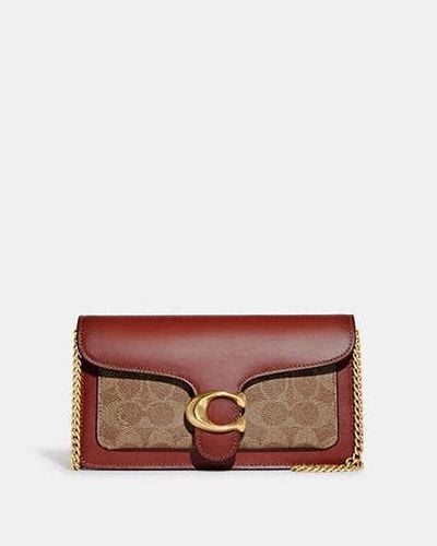 COACH Tabby Chain Clutch - Beige | Leather - Brown