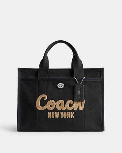 COACH Logo-embroidered Detachable-strap Canvas Tote Bag - Black