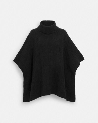 COACH Poncho en tricot exclusif - Noir