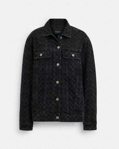 COACH Veste en denim Signature - Noir