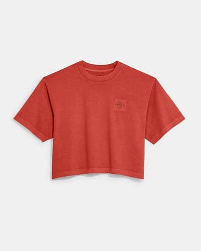 COACH Garment Dye Cropped T Shirt - Red
