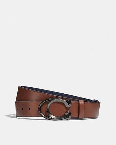 COACH Signature Buckle Cut To Size Reversible Belt, Size 42 | Leather - Brown