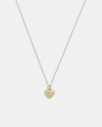 COACH Collier à pendentif cœur en or 14 karats - Métallisé