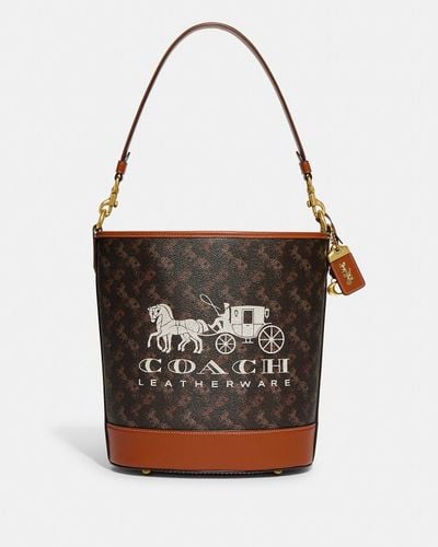 COACH Dakota Bucket Bag With Horse And Carriage Print - Black