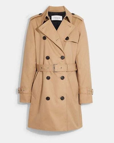 COACH Solid Mid Trench Coat - Black