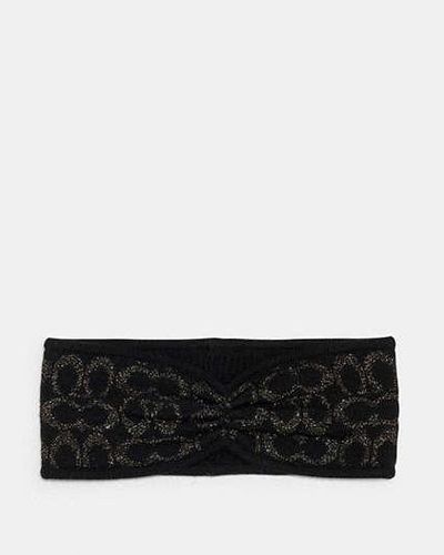 COACH Signature Knit Headband - Black