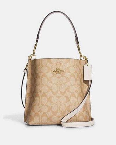 COACH Mollie Bucket Bag In Signature Canvas - Natural