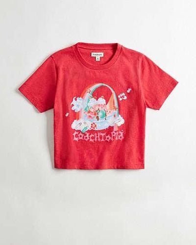 COACH Cropped Tee Welcome To Topia - Red