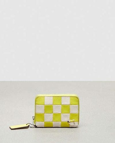 COACH Zip Around Wallet In Checkerboard Upcrafted Leather - Black