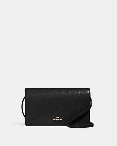 COACH Anna Foldover Clutch Crossbody Bag - Black