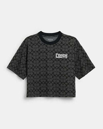 COACH Signature Cropped T Shirt - Black