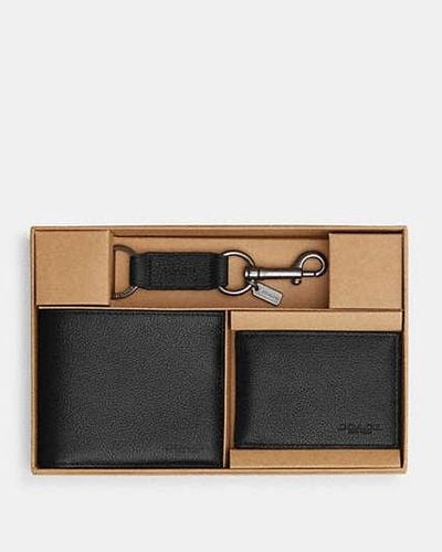 COACH Boxed 3 In 1 Wallet Gift Set - Black