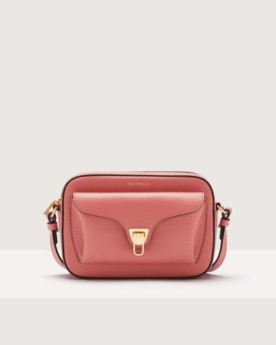Coccinelle Grainy Leather Crossbody Bag Beat Soft Small - Pink